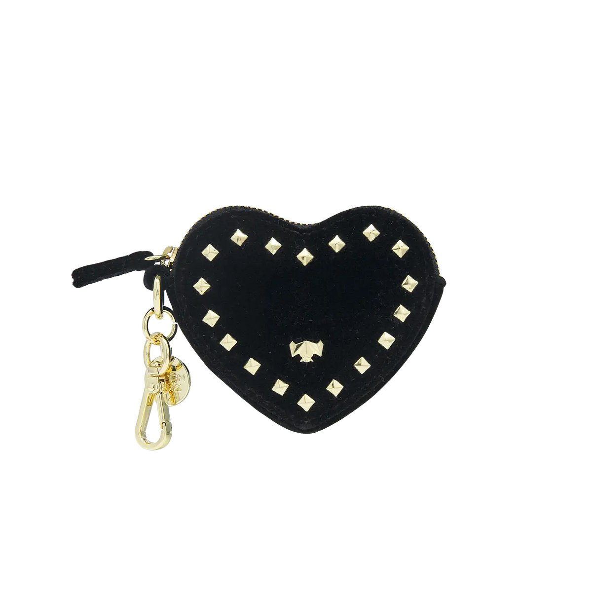 Schluesselanhaenger - Heartbeat - Samt mit Nieten schwarz
