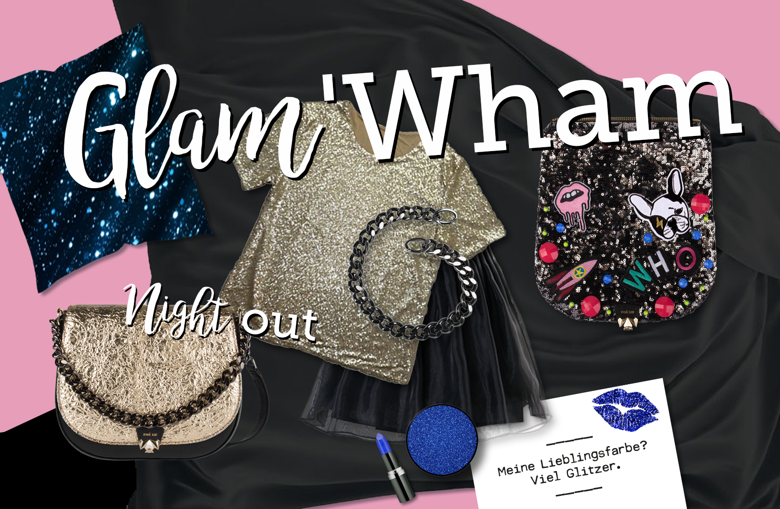 Wechselklappen Glam'Wham und Night out, Xmas, Glamour, Sylvester-Party, ZOÉ LU