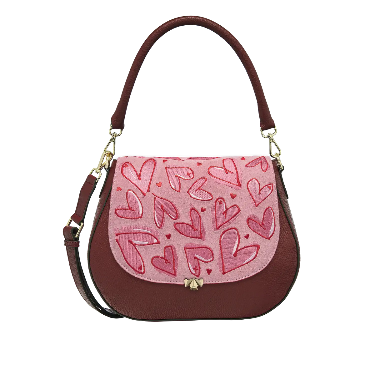 Wechselklappe - Happy Hearts - rosa-rot