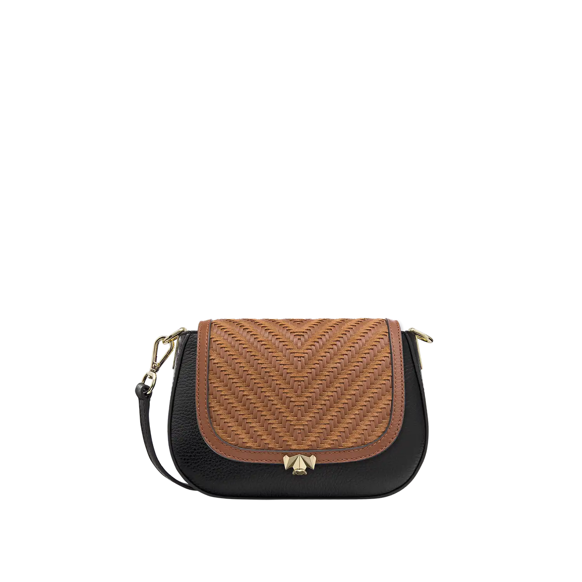 Wechselklappe - Mini Cognac Weave - cognac