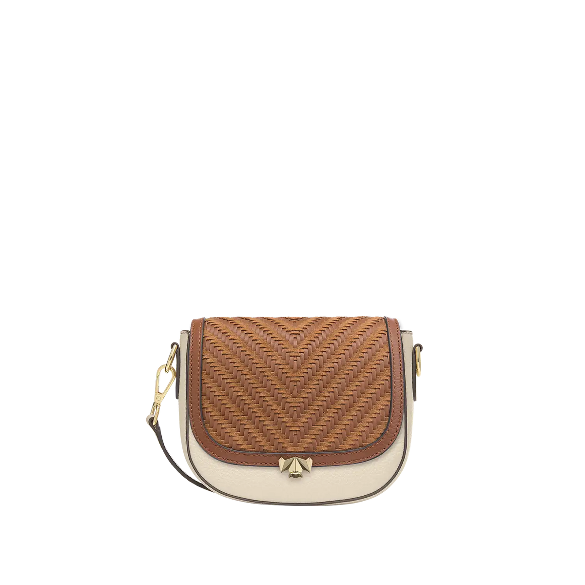 Wechselklappe - Mini Cognac Weave - cognac