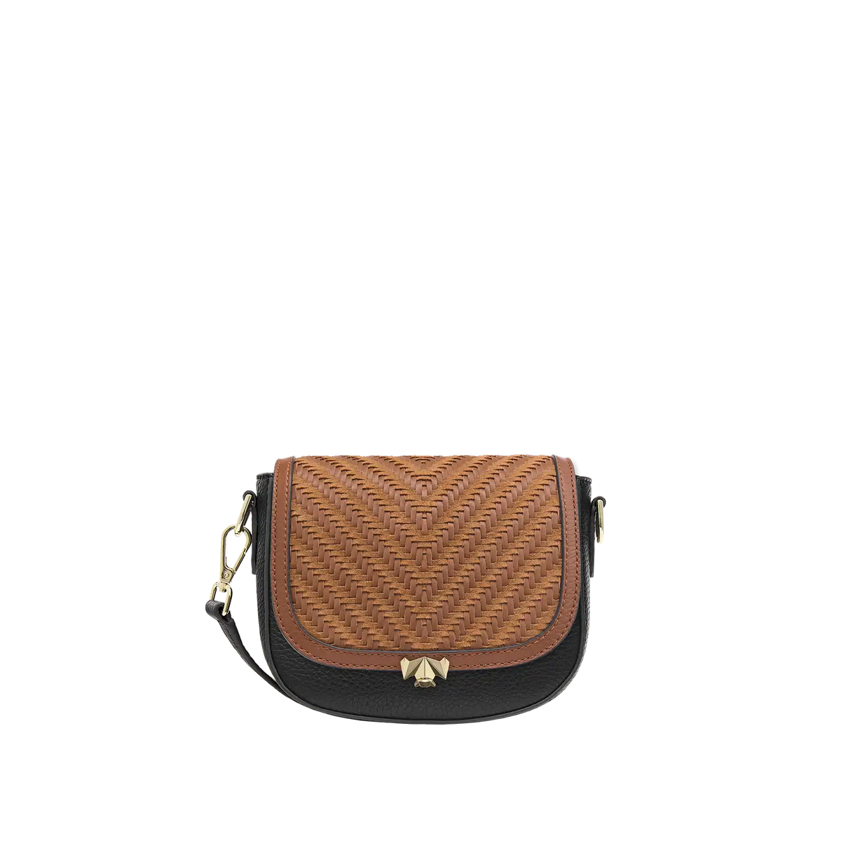 Wechselklappe - Mini Cognac Weave - cognac